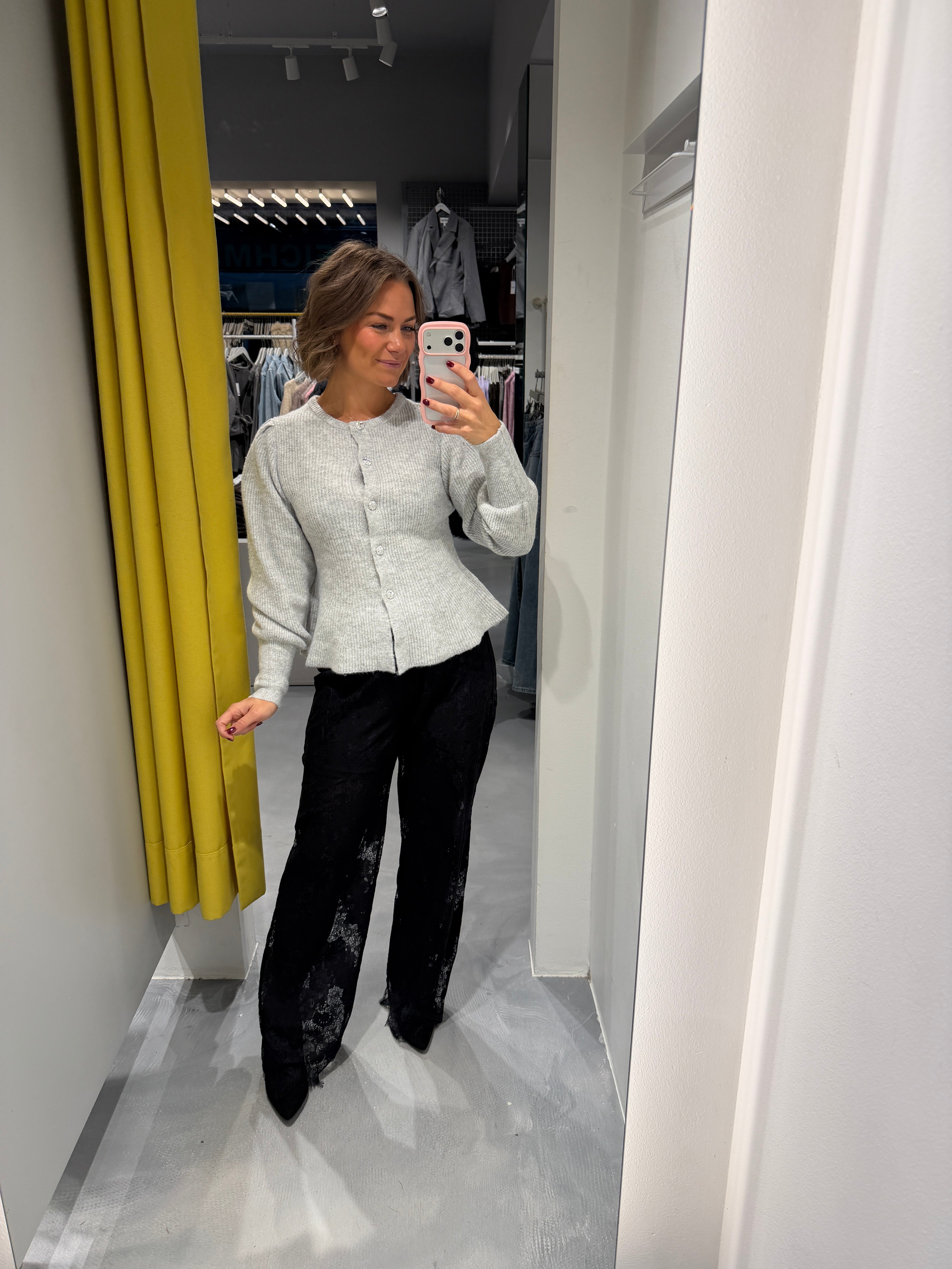 PCANNIE Knit Cardigan - Light Grey Melange