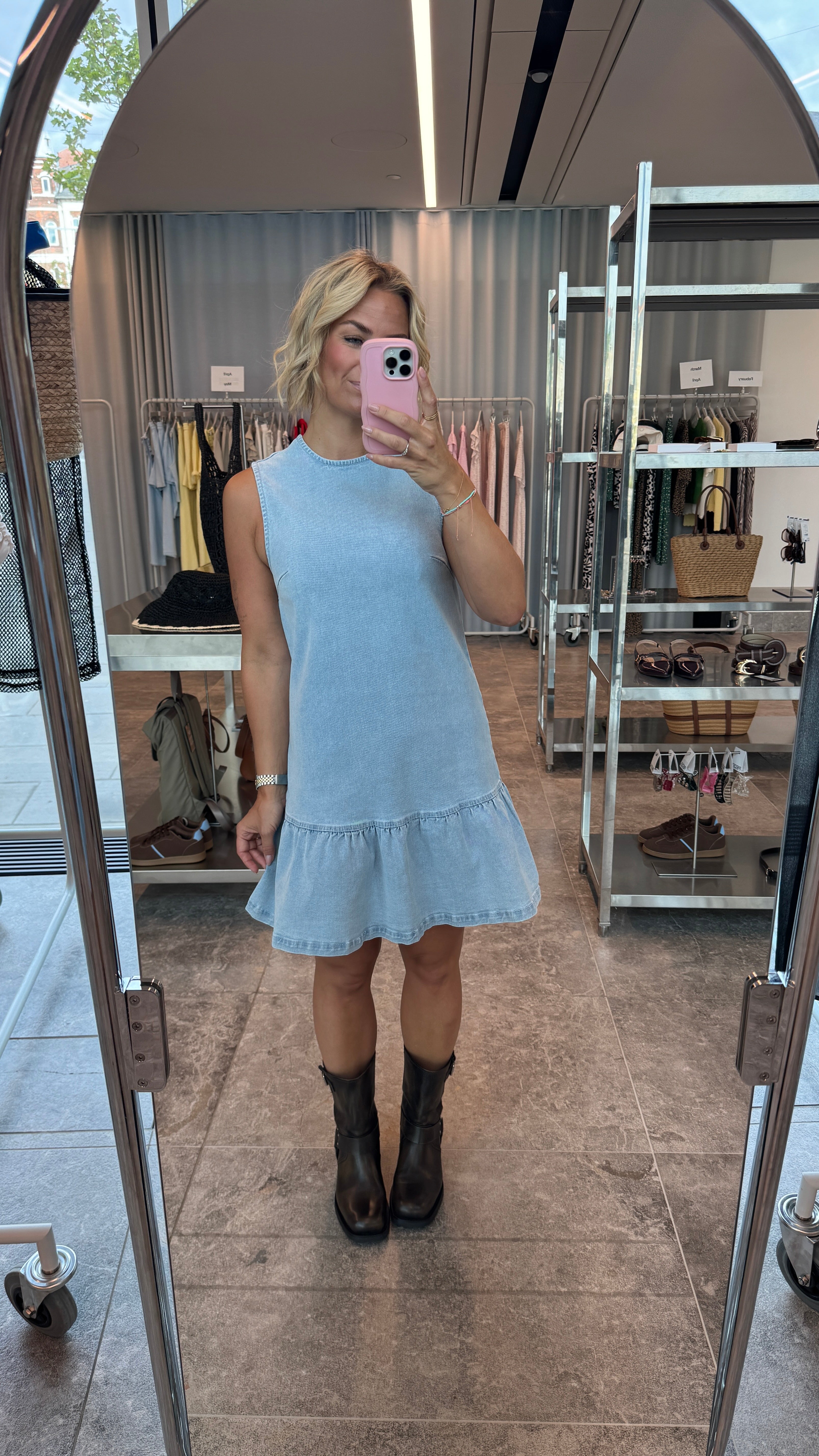 PCMONICA Short Dress - Light Blue Denim