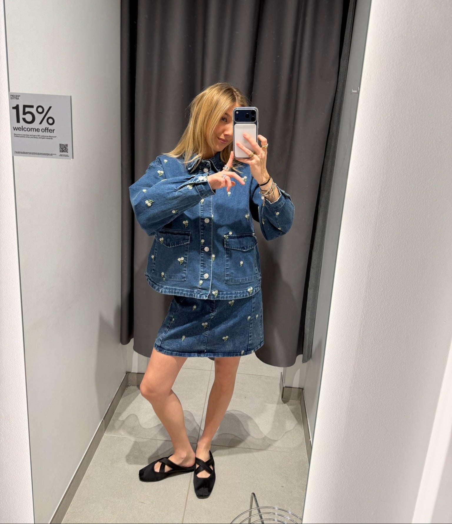 PCFLORA Short Skirt - Medium Blue Denim