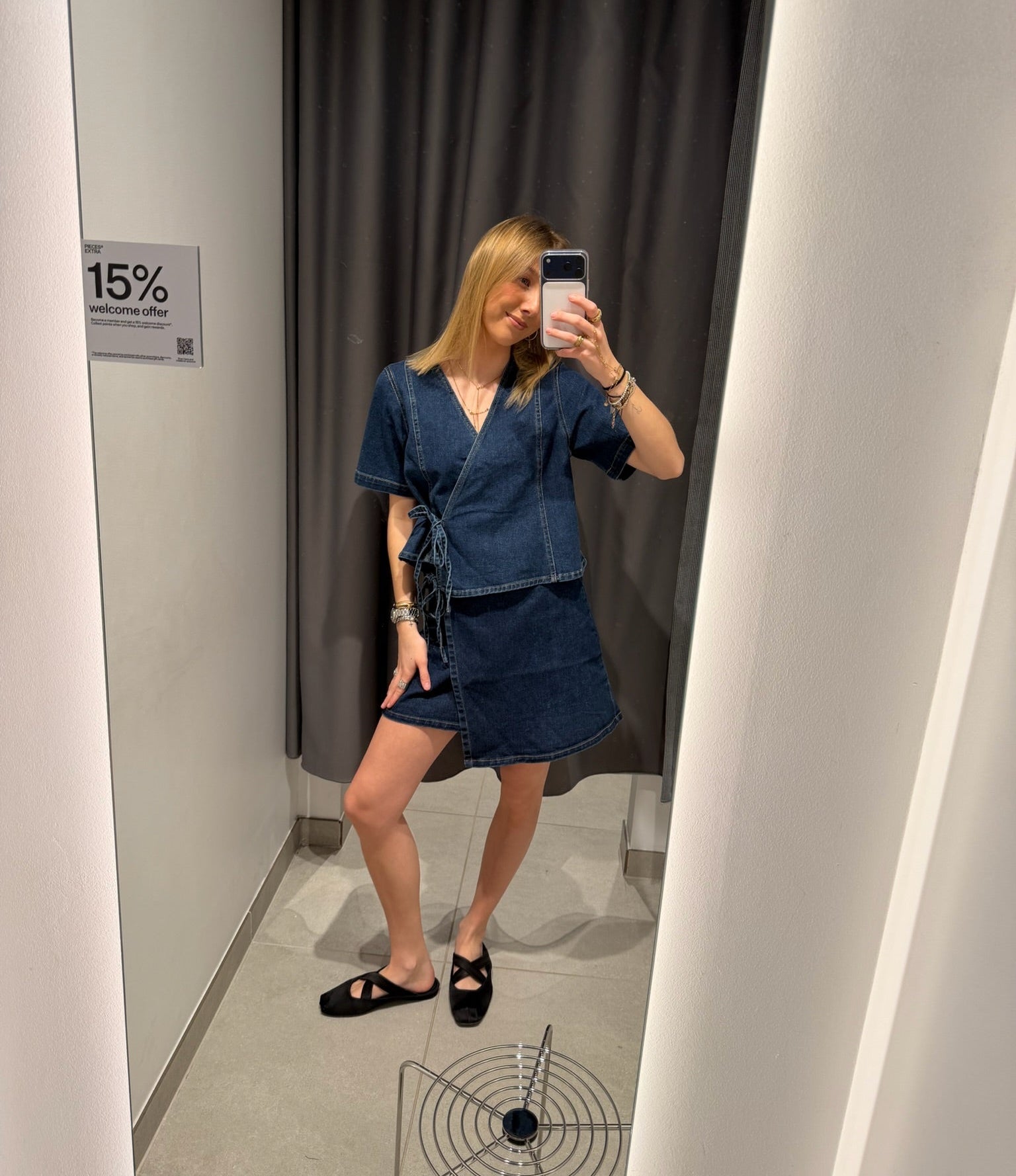 PCFLORA Mini Skirt - Dark Blue Denim