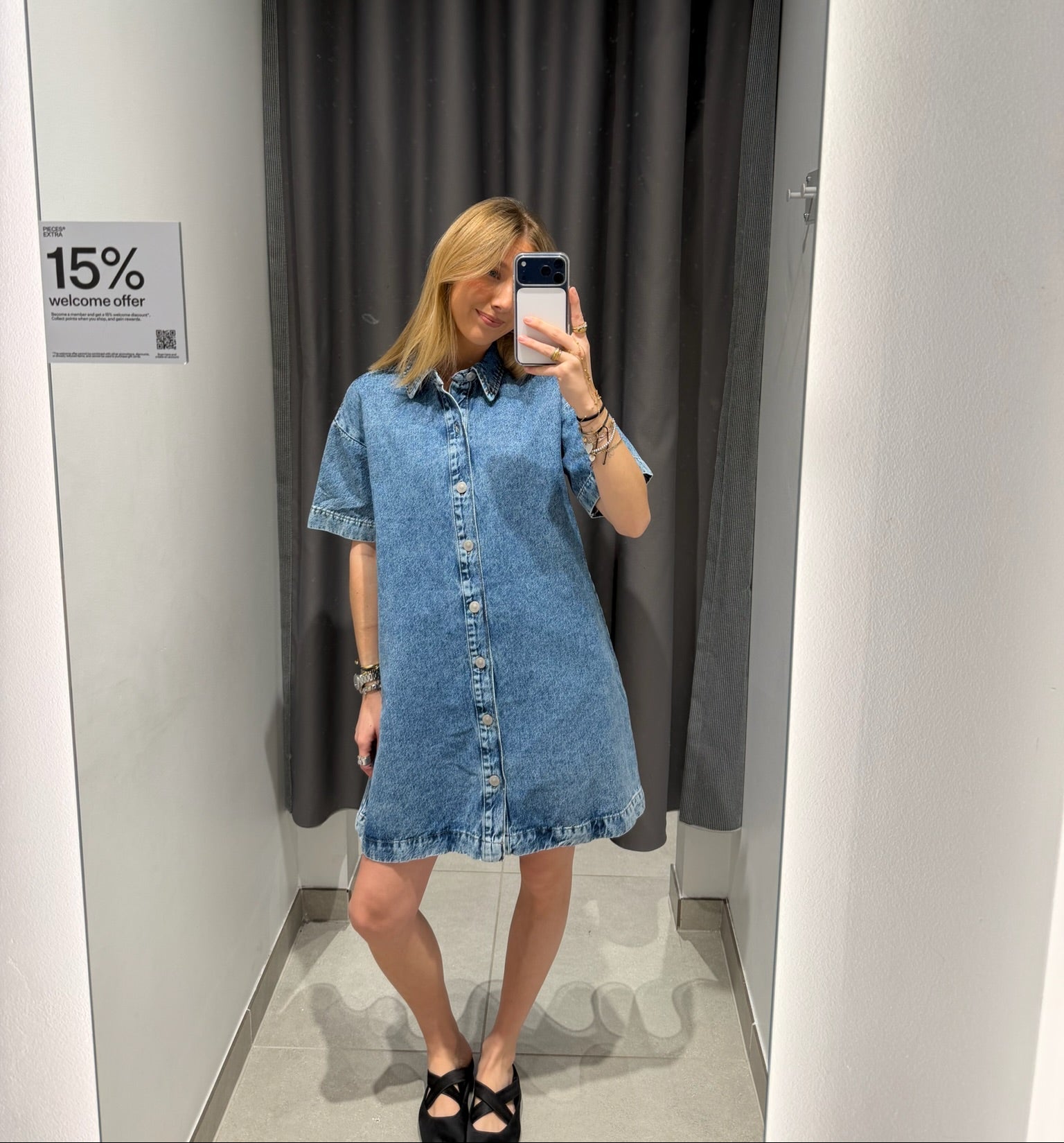 PCSKY Short Dress - Medium Blue Denim