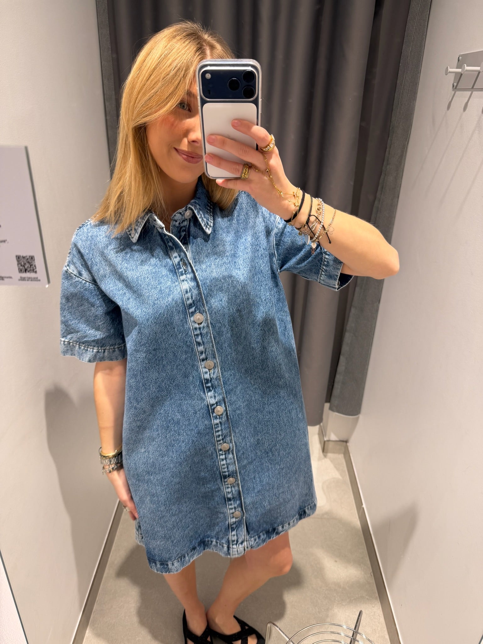 PCSKY Short Dress - Medium Blue Denim