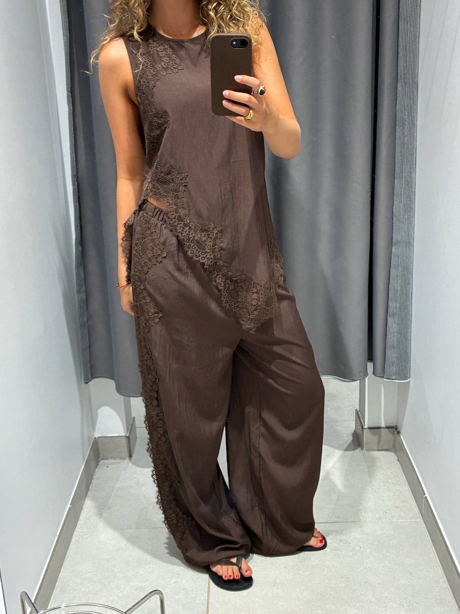 PCJOLIVIA Trousers - Hot Fudge
