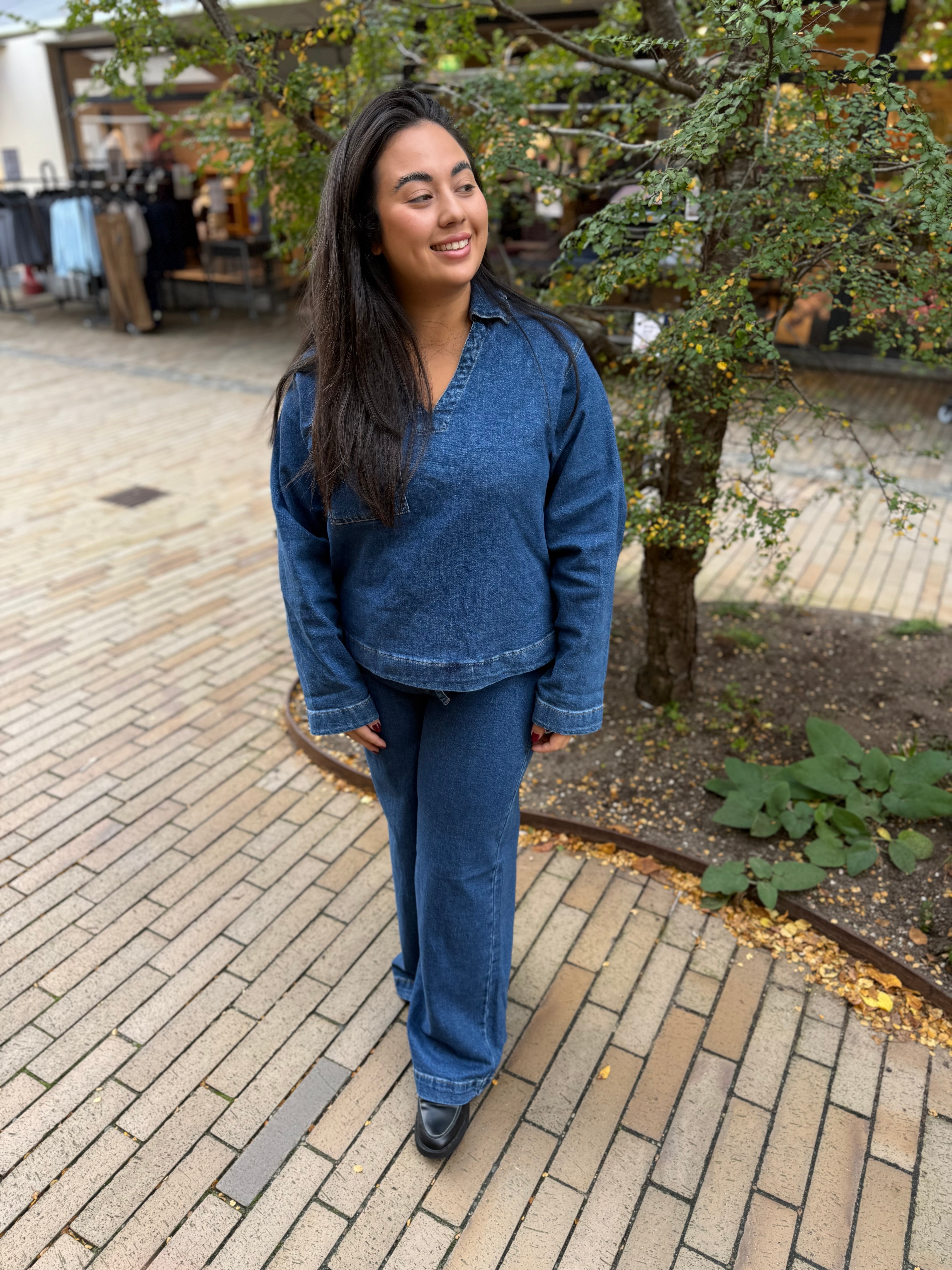 PCSILKE Trousers - Medium Blue Denim