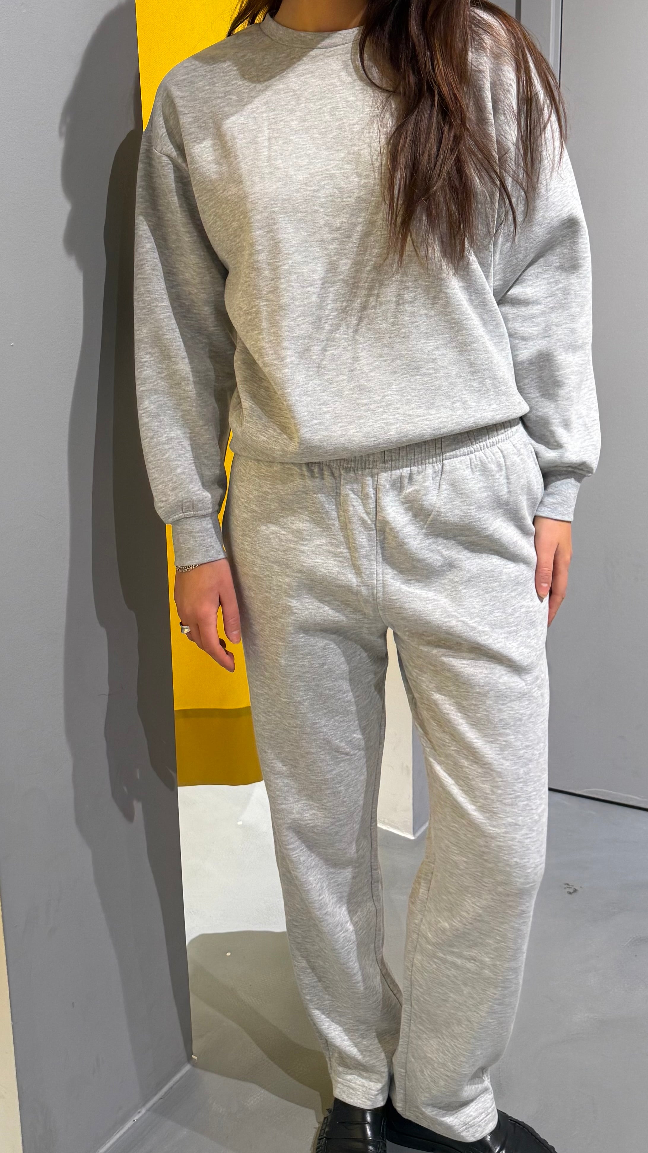 PCCHILLI straight Trousers - Light Grey Melange