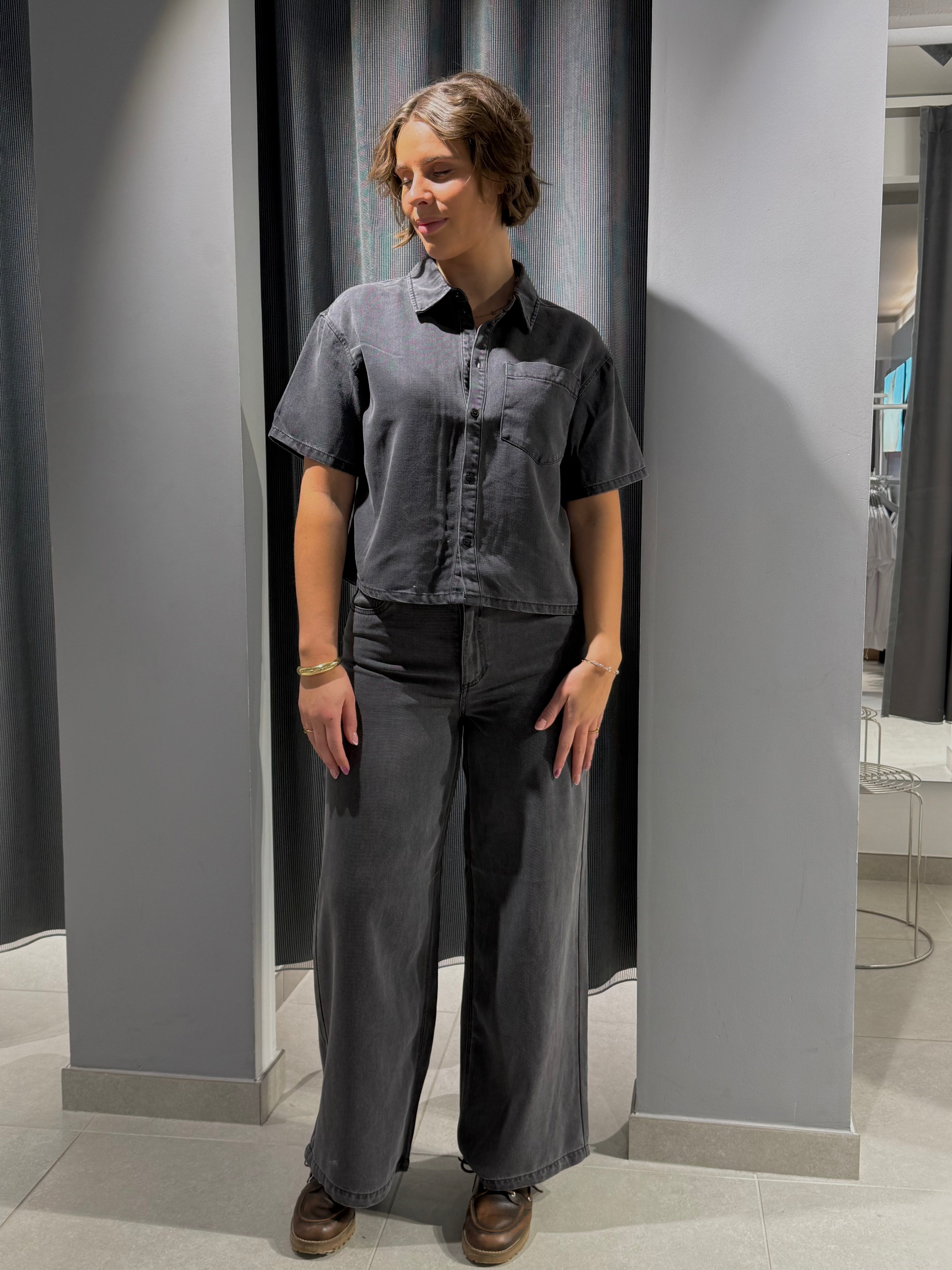 PCSMIDI Denim Shirt - Dark Grey Denim