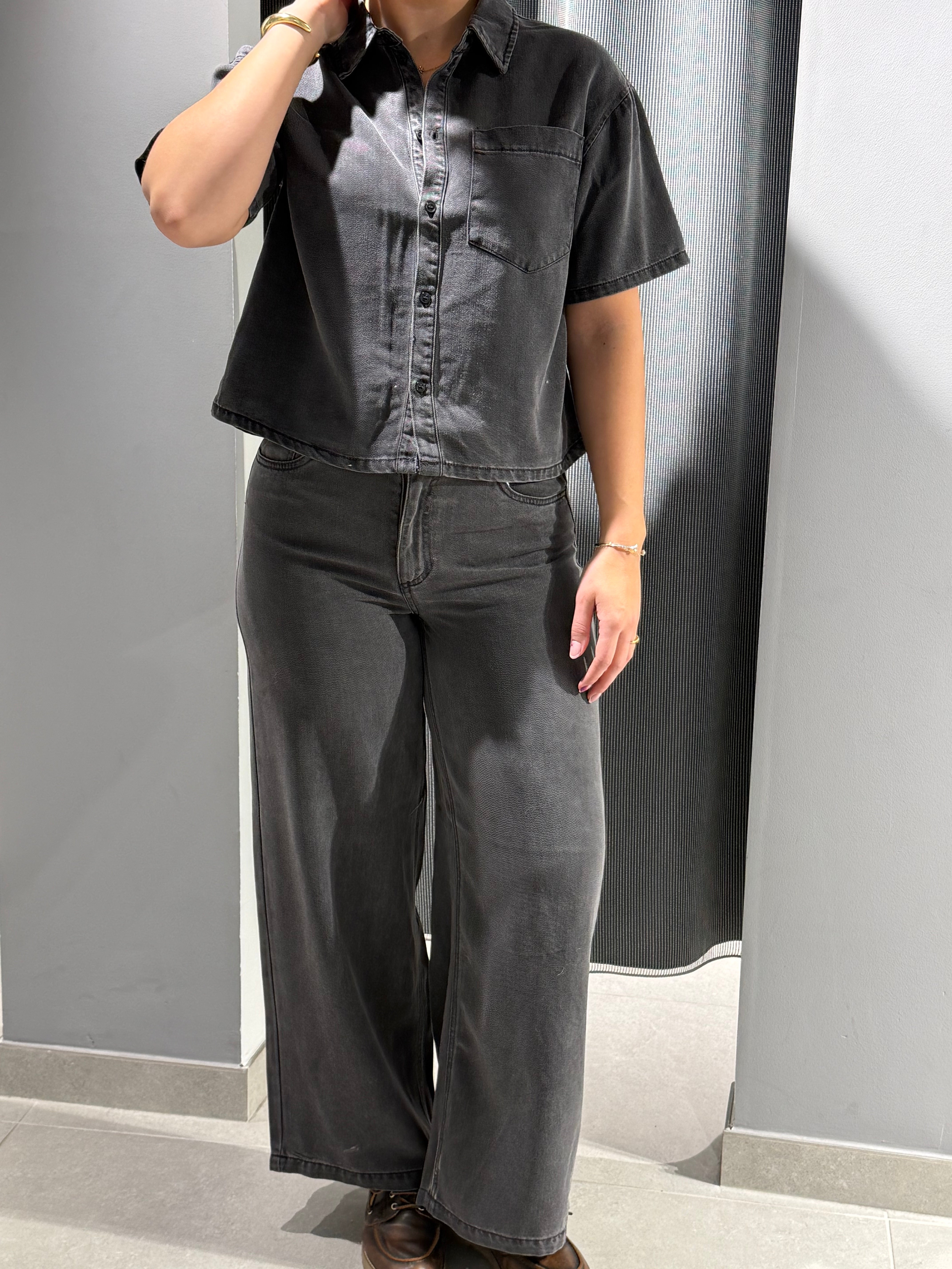 PCSMIDI Jeans - Dark Grey Denim