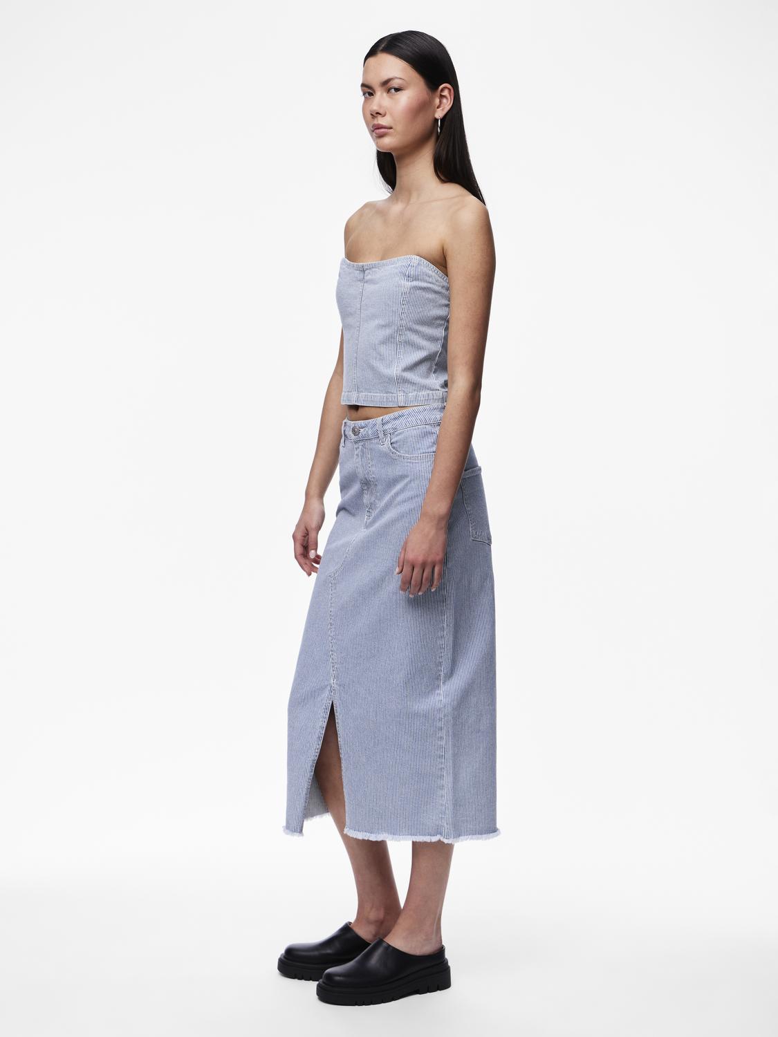 PCBILLO Tube Top - Light Blue Denim